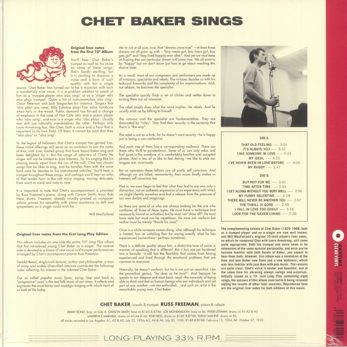 Chet Baker - Chet Baker Sings 1LP