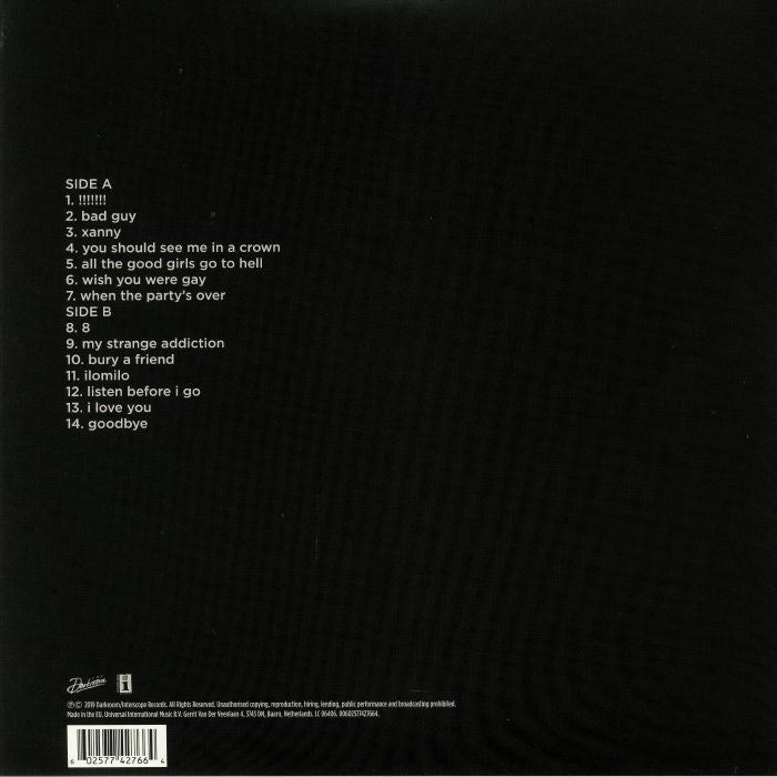 Billie Eilish - When We All Fall Asleep, Where Do We Go? 1LP