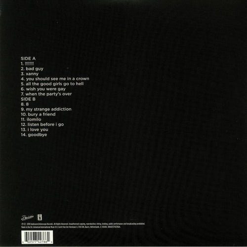 Billie Eilish - When We All Fall Asleep, Where Do We Go? 1LP